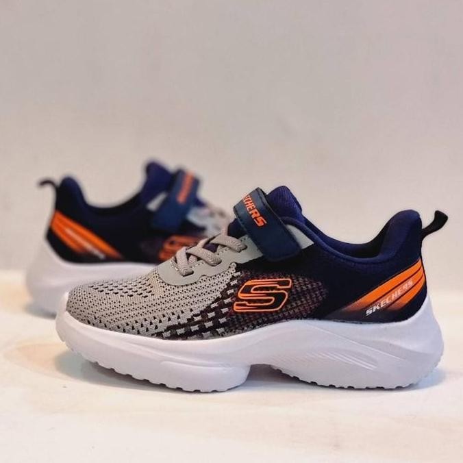 Sepatu Anak Laki Laki Sekolah Skechers Kids Premium Navy Grey / Abu