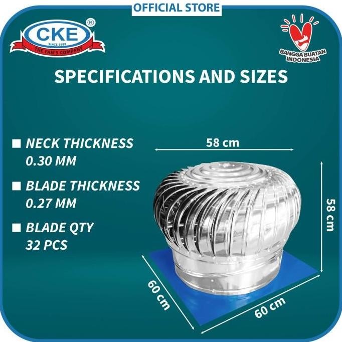 Turbin Ventilator 20 Inch Turbine Roof Ventilasi Atap Rumah Pabrik 20"