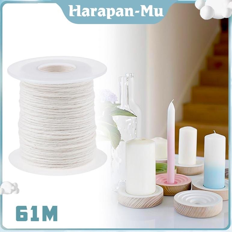 UGNDA Tali Sumbu Lilin Gulungan 61m Candle Wick Roll Alat Pembuatan Lilin Wicks Tali Sumbu Lilin