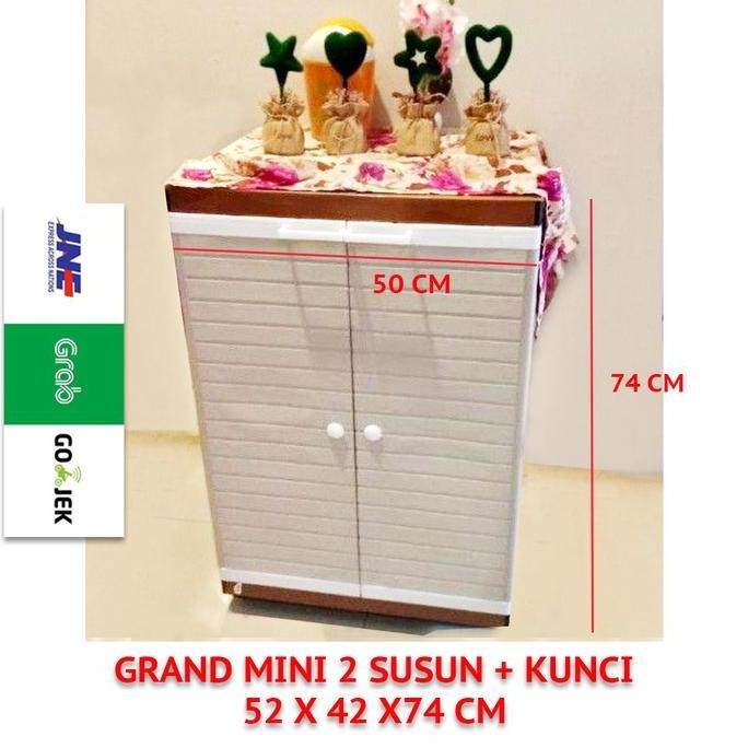 Promo Lemari pakaian / lemari plastik grand mini club susun 2 + kunci COD