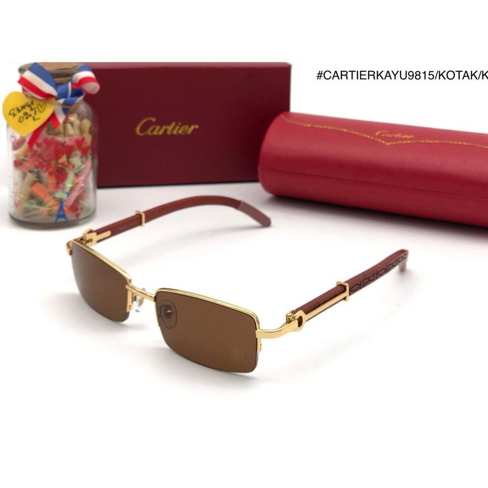SENHA KACAMATA SUNGLASSES CARTIER KAYU KOTAK 9815 FULLSET