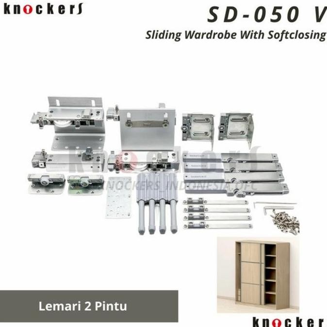 Promo Roda dan rel sliding KNOCKERS SD 050 V 80 kg soft close 1set COD