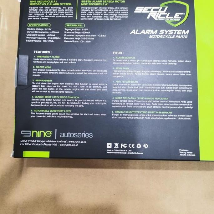 Alarm Motor Securicle 9 Nine A1