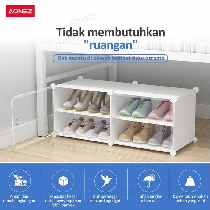 Aonez rak sepatu 4 tingkat rumah Tempat Sepatu