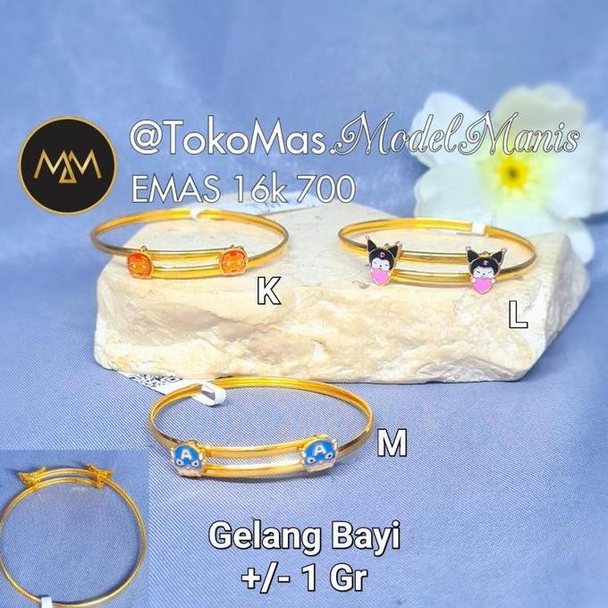 Gelang emas bayi baby emas kuning 700 kadar 16 K