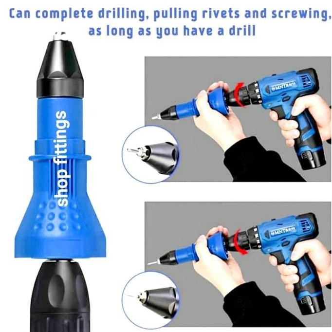 PAPPITSON - Electric Rivet Gun Adaptor Alat Adapter Paku Keling Bor Baterai benz