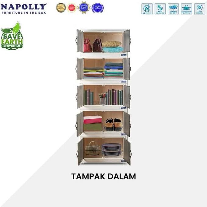 Napolly POLIBOX 546 / Lemari Plastik Lipat - Rak Plastik Lipat 5 Susun / Furniture Minimalis, Esteti