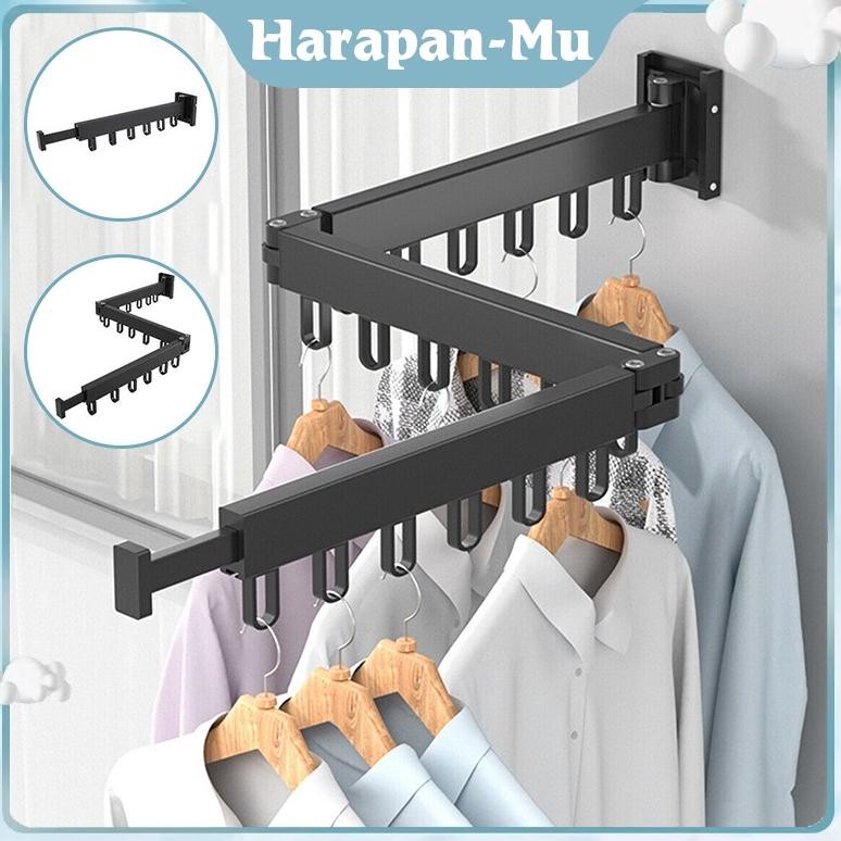 UGNDA Jemuran Baju Dinding Lipat Besi Jemuran Dinding Jemuran Gantungan Baju Lipat Dinding Foldable 