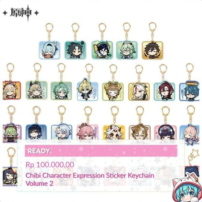 Chibi Character Expression Sticker Keychain Vol. 2 - Genshin Impact READY