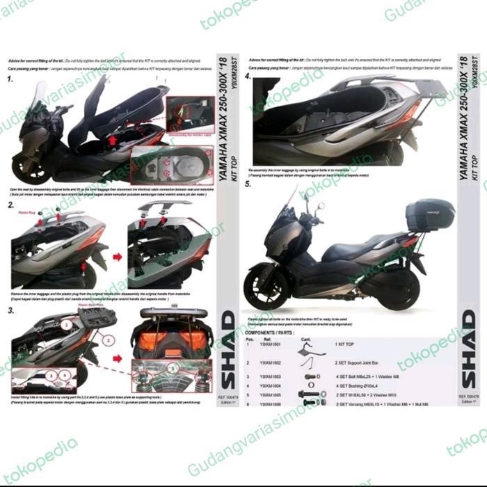 breket box xmax 300/xmax 250 asli merek shad promo