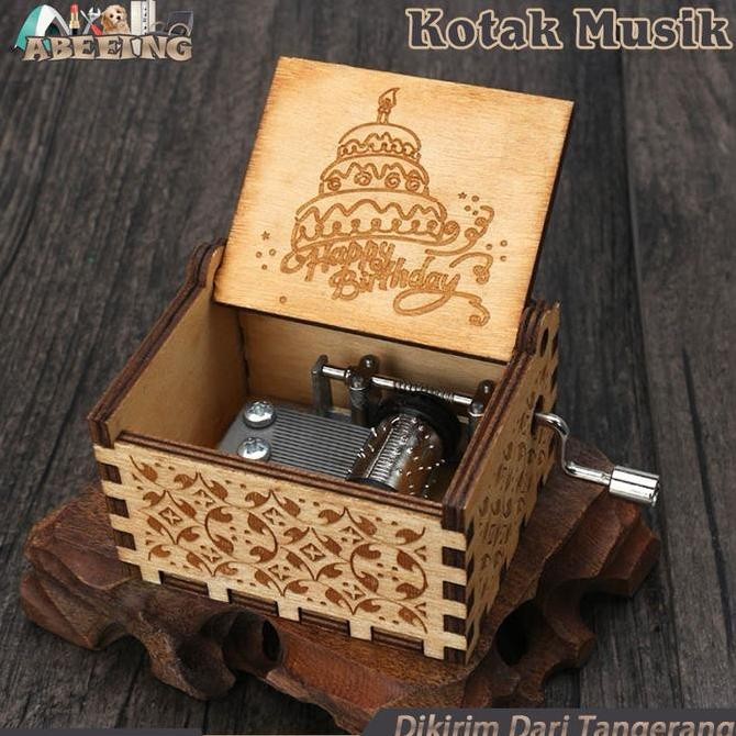 Kotak Musik Putar Bahan Kayu Wooden Music Box Kotak Musik Otomatis