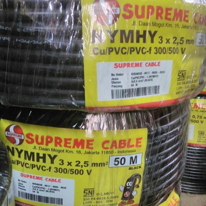 TERBARU - kabel Supreme nymhy 3x2,5mm /kabel nyyhy/nymhy 3x2,5mm Supreme 50m