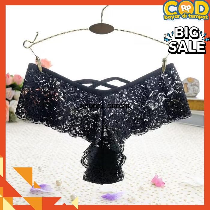 CELANA DALAM WANITA LACE THONG SEAMLESS G STRING BRIEF TRANSPARAN 5C151 BY NEDDEL GROSIR