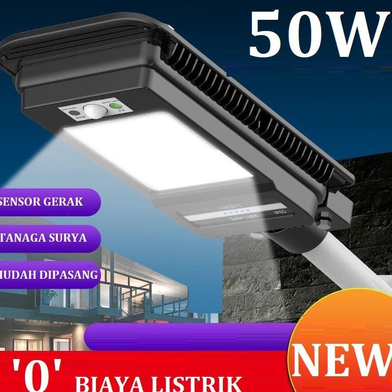 LAMPU JALAN TENAGA MATAHARI / SOLAR CELL 50WATT ALL IN ONE - 50WATT+PIPA TENAGA SURYA