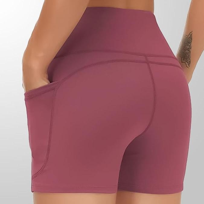 DF361>> Celana Legging Pendek Pants Wanita Workout Shorts Running Yoga Wear Sports Short With Pocket