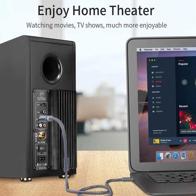 DF208>> Essager Kabel Audio HiFi 3.5mm to RCA 2 Meter - AV117 - Gray