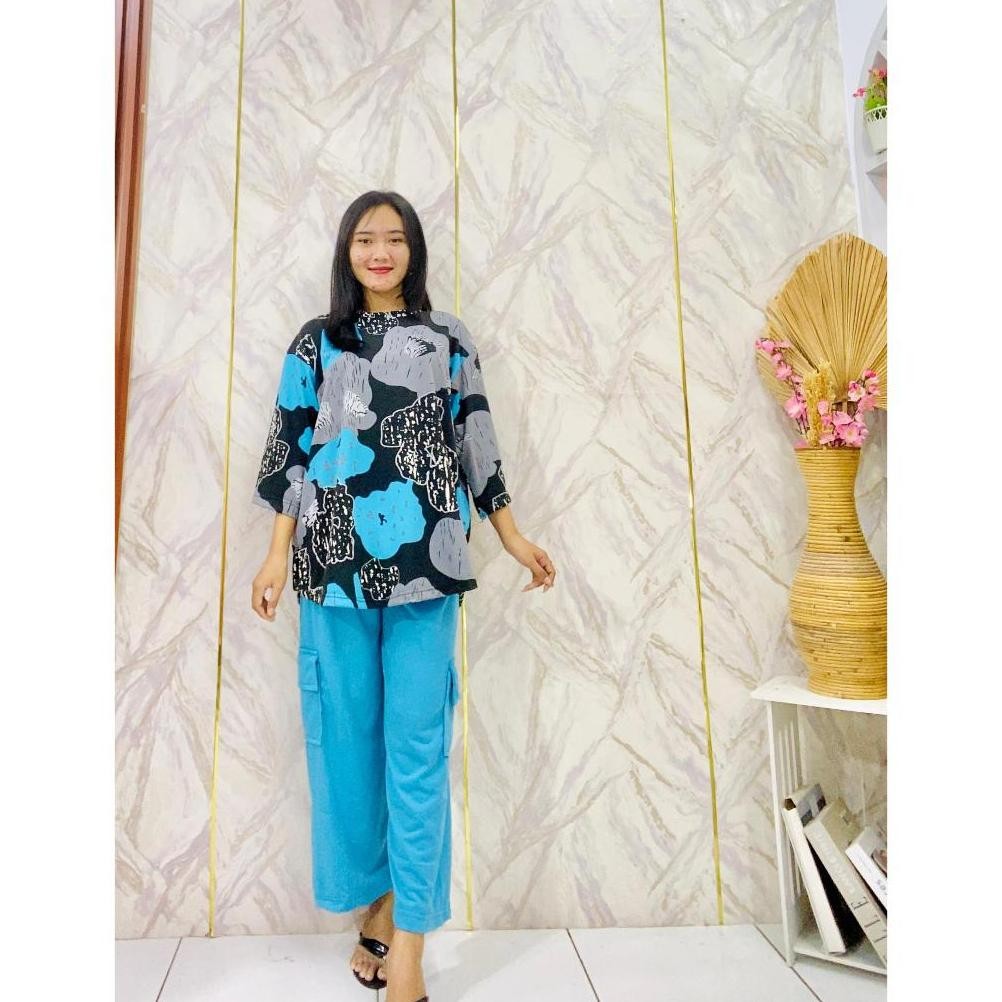 Best - ONESET KAOS LANICHA / SETCEL WANITA PREMIUM / SETELAN KAOS OVERSIZE LANICHA .,