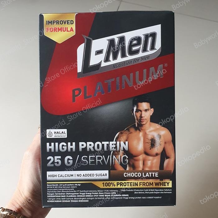 L-men PLATINUM susu nutrisi pria CHOCO LATTE COKLAT ( 6sachet ) 201gr