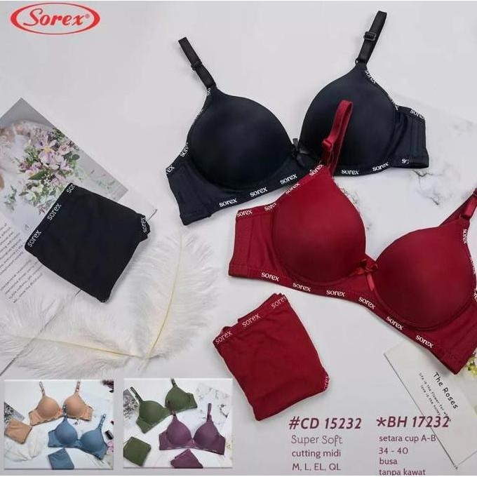 Sorex Bra Set Super Soft Busa Tanpa Kawat Cup B (Bh+Cd) Bh Set Sorex Murah Setelan