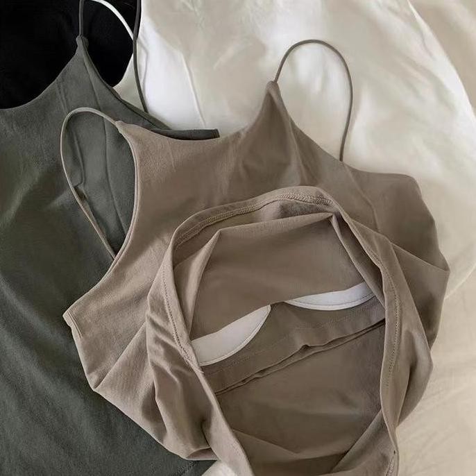 Tanktop Wanita Tali Kecil Elastis Tanpa Kawat With Bra Cup 1199