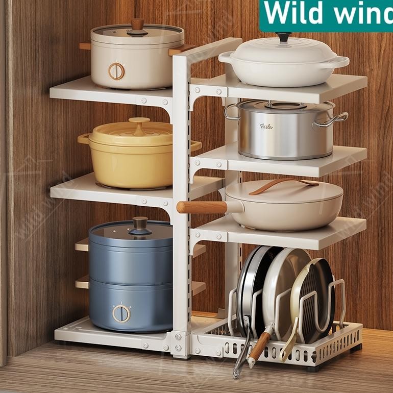Wildwind Rak Panci Susun Rak Dapur Rak Panci Bawah Wastafle Rak kolong dapur Rak Susun Panci Multifu