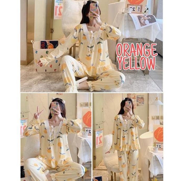 Piyama Lace Wanita Import Set Baju Tidur Korea Setelan Santai Daily