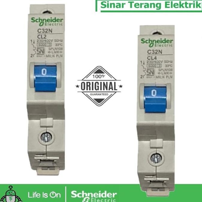 Schneider MCB PLN Kepala Biru C32N 1P 2A 4A CL2 CL4