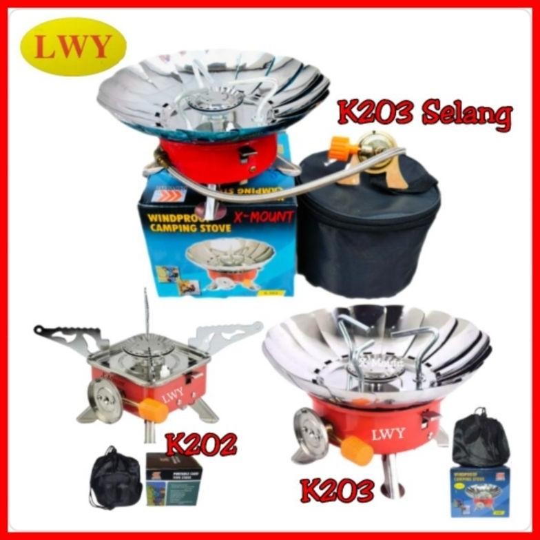KOMPOR CAMPING MINI PORTABLE GAS STOVE KOTAK BULAT KOMPOR GUNUNG BUNGA SELANG