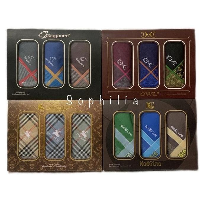 DF312>> sapu tangan cotton cowok pria lelaki katun halus import isi 6pcs