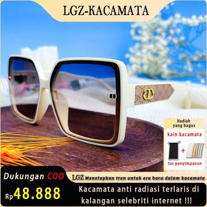DS158 }} Free Dompet & Lapnew fashion Kacamata Wanita Kacamata Anti Radiasi Kacamata Hitam Kece Kaca