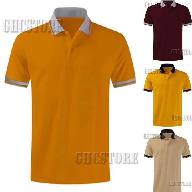 DS13 >> Baju Berkerah Pria Kaos Shirt Cowok Atasan Wangki Polos Kerah Warna Kekinian Dewasa Keren