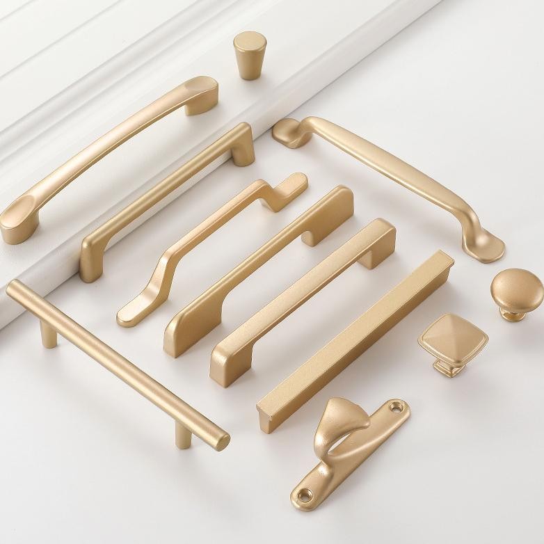 Berkualitas Handle lemari Gold Knob Gagang Emas Hitam Gold Tarikan Laci Minimalis Modern Bulat Gagan