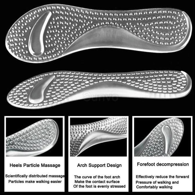 Promo Insole Sepatu Wanita Bahan Gel Silikon Insole Sepatu Heels Alas Sepatu Wanita Cod