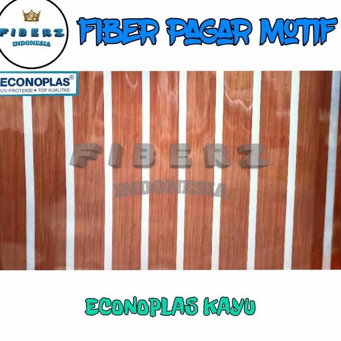 ECONOPLAS - Fiber Plastik Penutup Pagar Motif KAYU Meteran