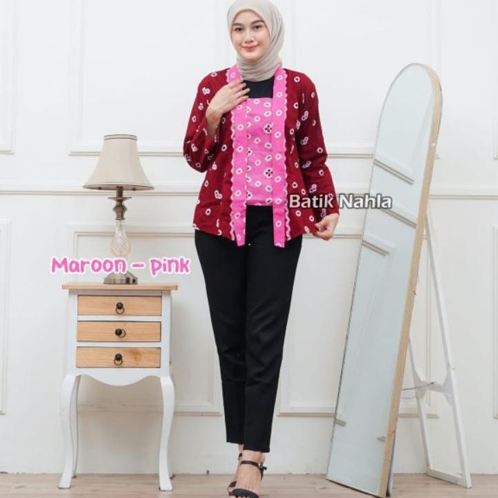 Atasan Kebaya Kutubaru Batik Jumputan Kutu Baru Lengan Panjang