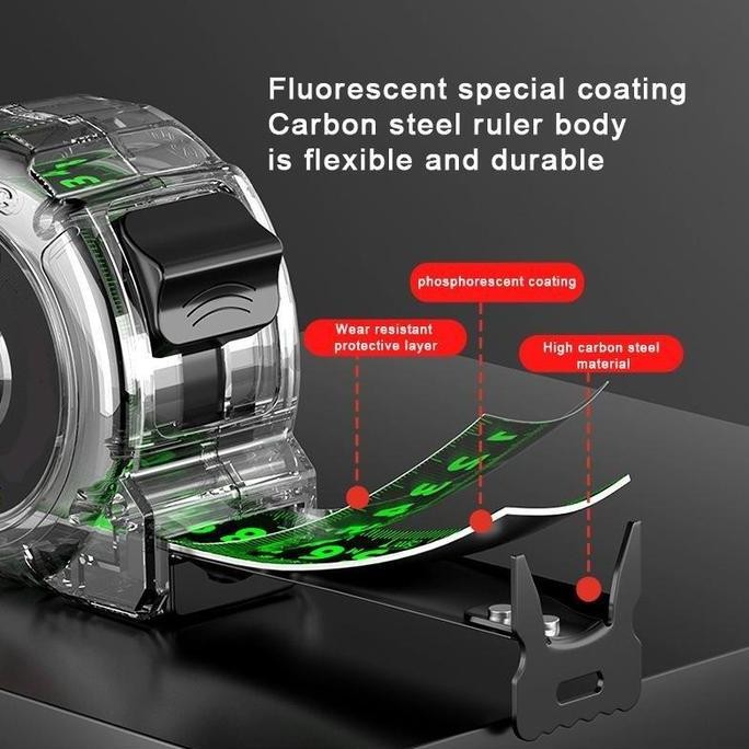 NIJIKU - Meteran 10 Meter Paling Kuat/Transparan Meteran Gulung/Meteran Baja Anti Karat/Meteran Tuka