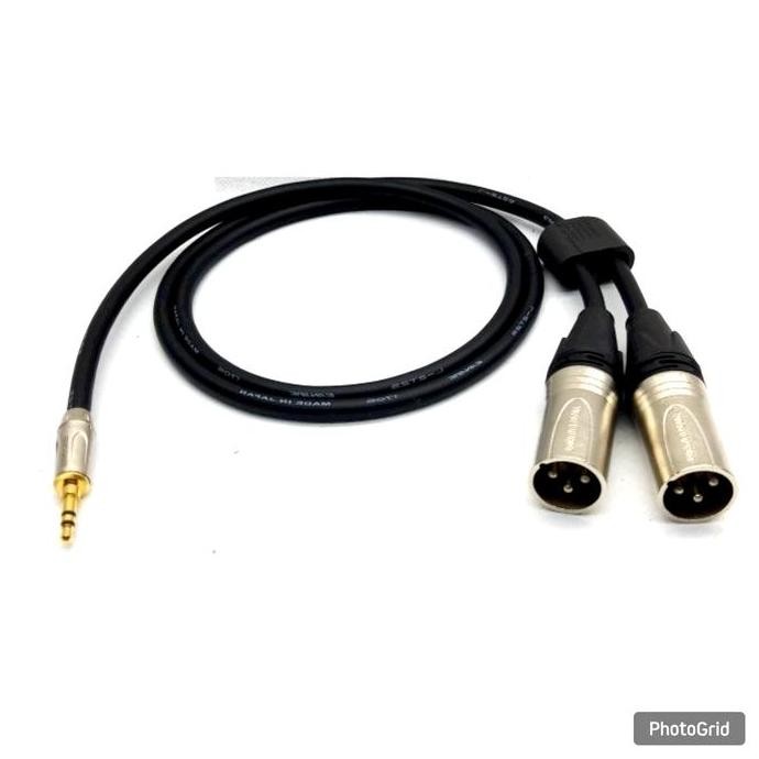 Jack Audio 3,5 Mm To 2 Jack Xlr Canon Male Kabel 5 Meter