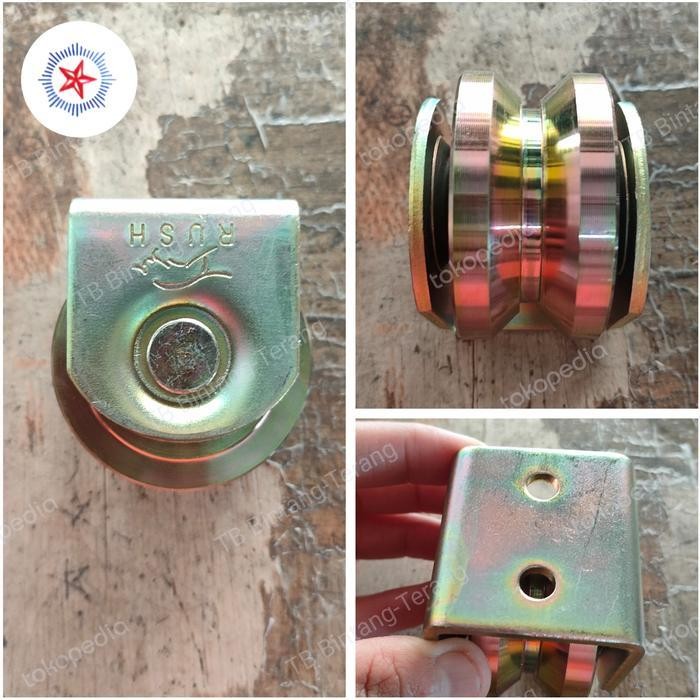 RODA REL BESI BAJA 3" INCH MODEL V GROOVE UNTUK GERBANG PAGAR RUMAH
