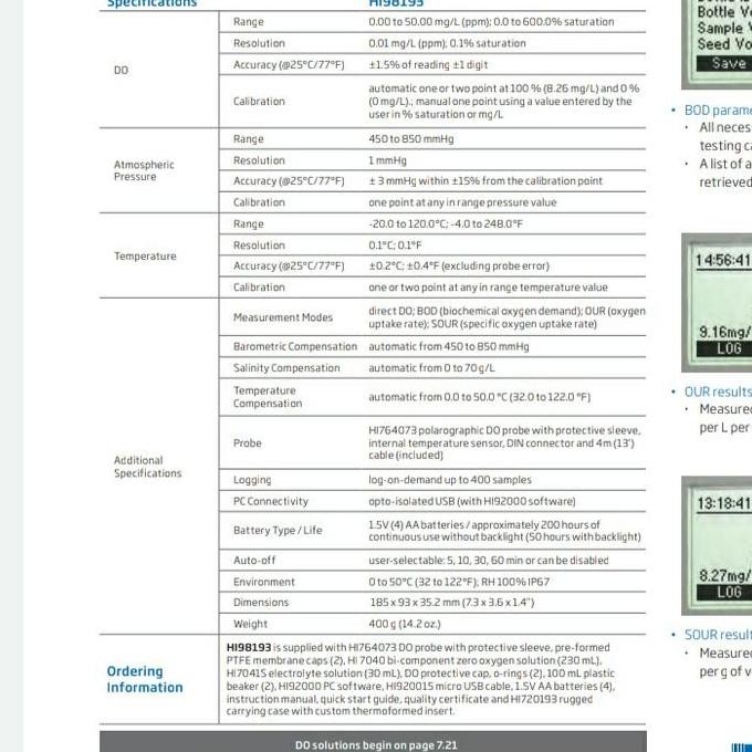 Hanna Instruments Hi-98193 Professional Waterproof Do And Bod Meter