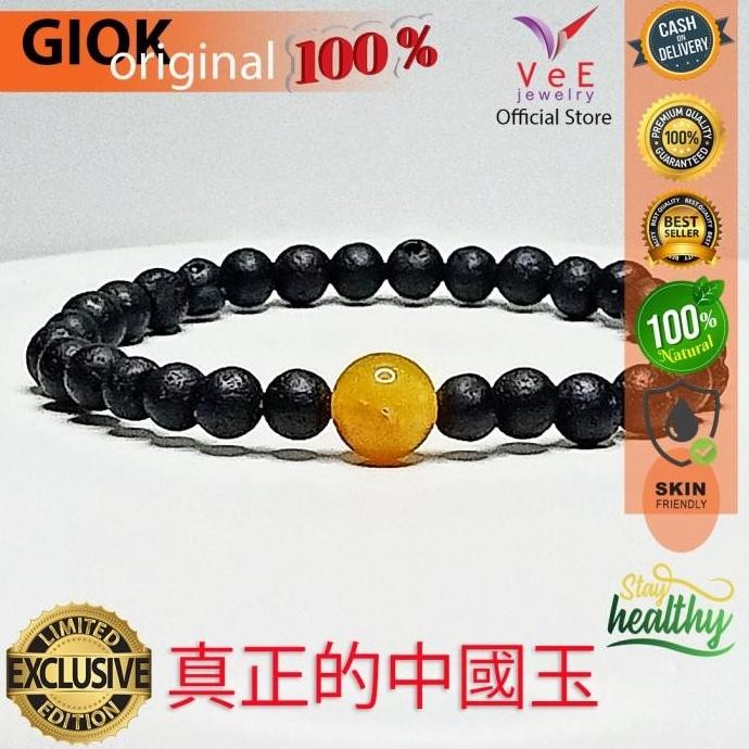 READY STOCK GELANG TASBIH 33 BUTIR BATU GIOK LAVA HITAM 6MM CINA ASLI - VEE 