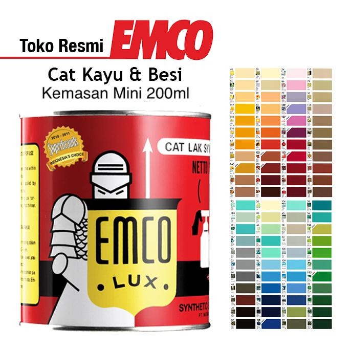 Berkualitas Emco Lux Cat Kayu & Besi Gloss Finish - Kaleng Mini 200ml Cat Pagar Pintu Kusen 