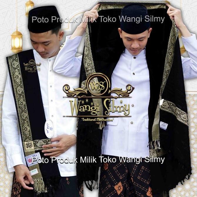Sorban Kashmiri Arifat Hitam Motif Emas - Sorban Panjang Habib 2 Meter KAR