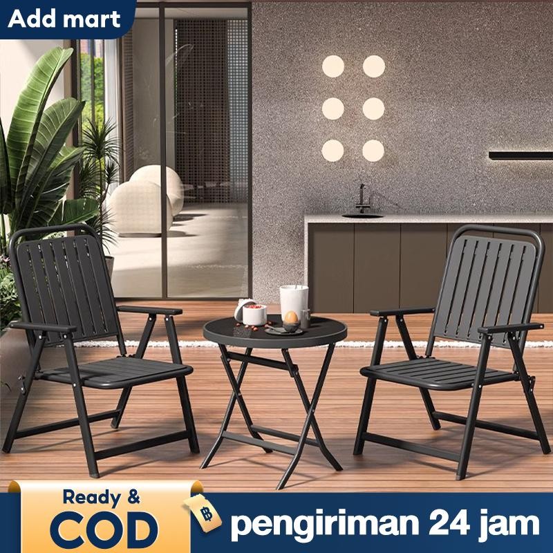 Kursi Teras Mewah Kursi Lipat Sandaran Tinggi Modern Kursi Plastik Pp Tahan Uv Kursi Lipat Pipa Besi
