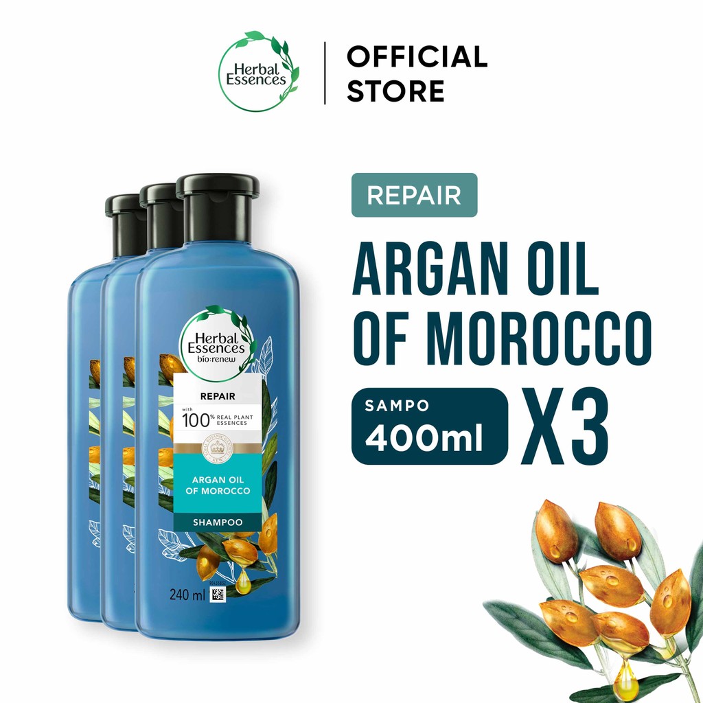 Herbal Essences Bio:Renew Repair Argan Oil Of Morocco Shampoo 400 ml Paket isi 3