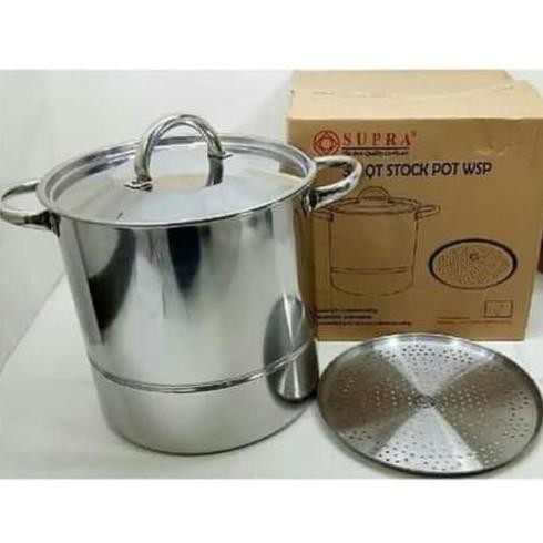 Supra Panci Sarangan Stock Pot Steamer 40 Qt Stainless Steel Tebal
