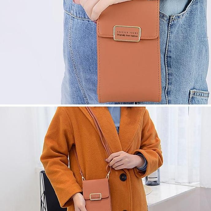VELDORA- DOMPET HP WANITA KULIT PREMIUM MURAH  DANISA KOREA FASHION BATAM ABG TALI PANJANG SELEMPANG