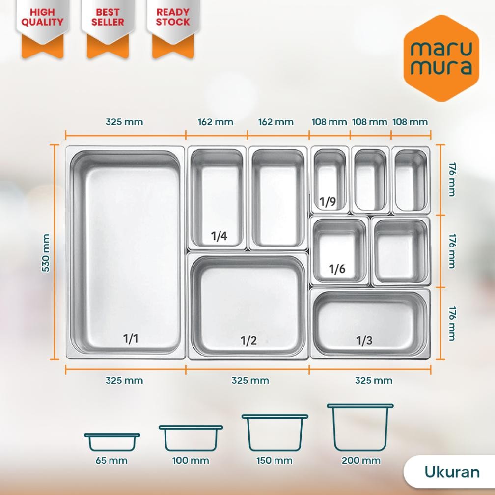 PROMO Marumura Food Pan Stainless Steel | GN Pan | Tempat Makanan Stainless Steel