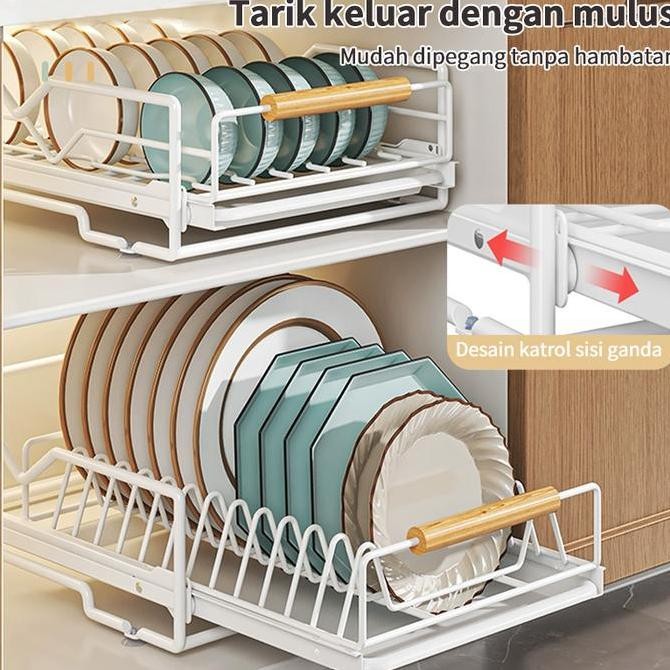 Rak piring tarik rak laci piring rak dapur serbaguna lemari piring