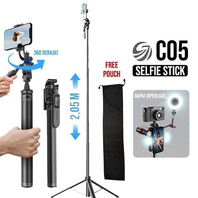 CIJI Tripod Tongsis Gimbal Stabilizer C05 Tripod Stabilizer Camera 360 Derajat Dengan Remote Control