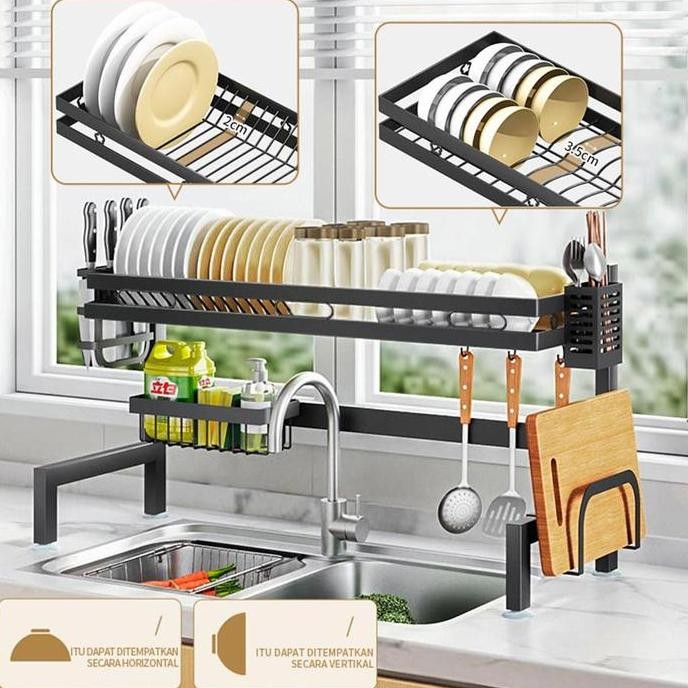RakCuci Piring Wastafel Rak Dapur Anti Karat Stainless Steel RakPiring
